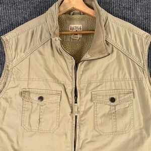Red Head Men's 2XL Sherpa Lined Utility‎ Vest Beige Full Zip Outdoor Workwear